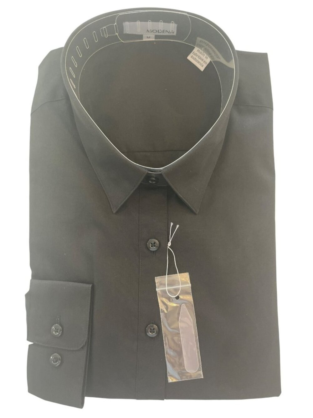 Modena Regular Fit Black Long Sleeve Solid Dress Shirt Men's Size M NWT
